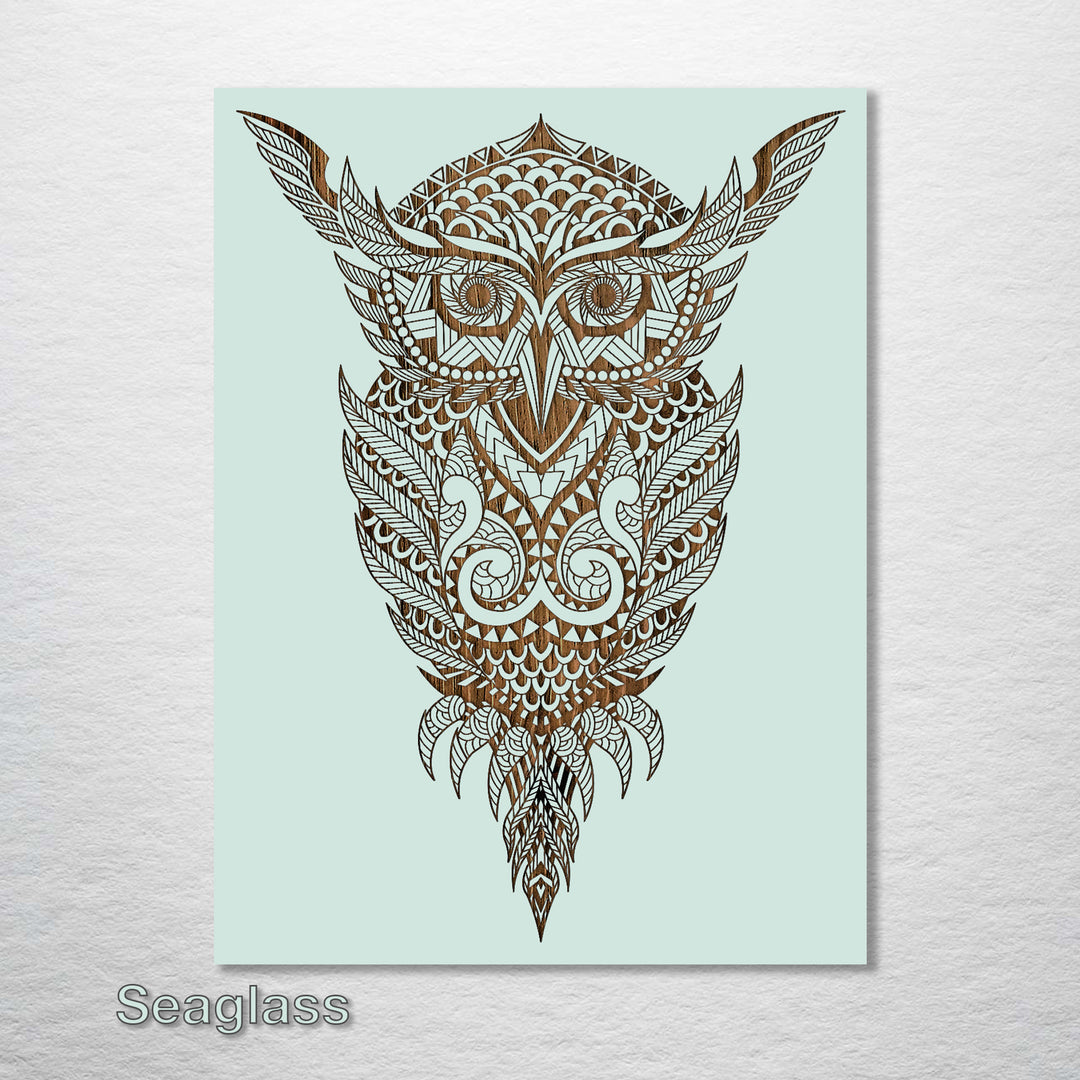 Geometric Owl Abstract - Fire & Pine