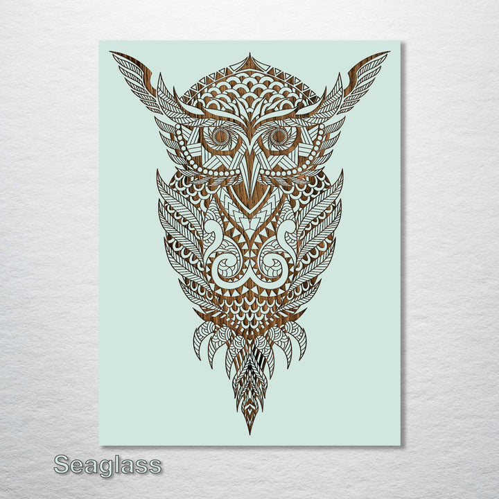 Geometric Owl Abstract - Fire & Pine