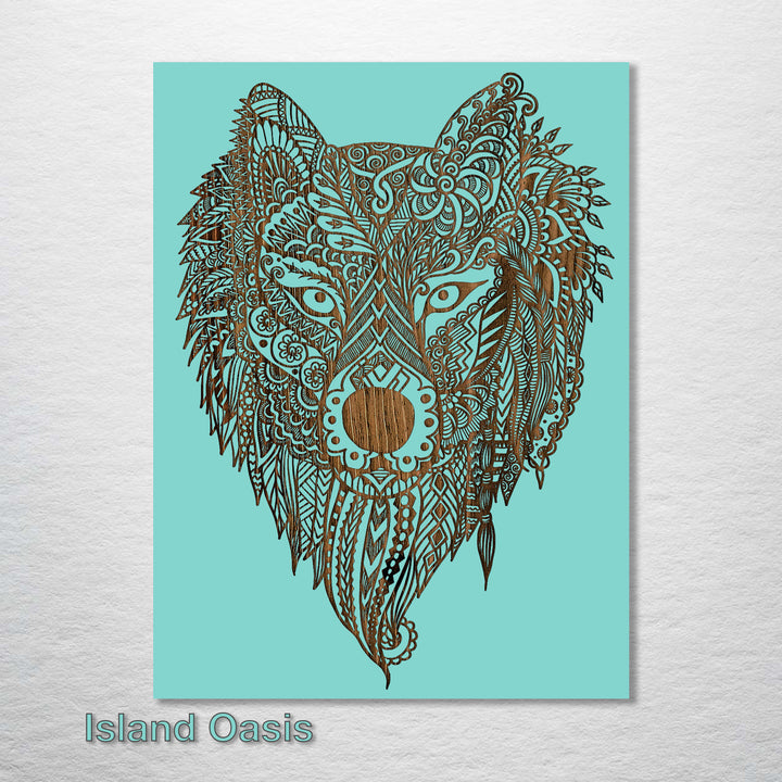 Geometric Wolf Abstract - Fire & Pine