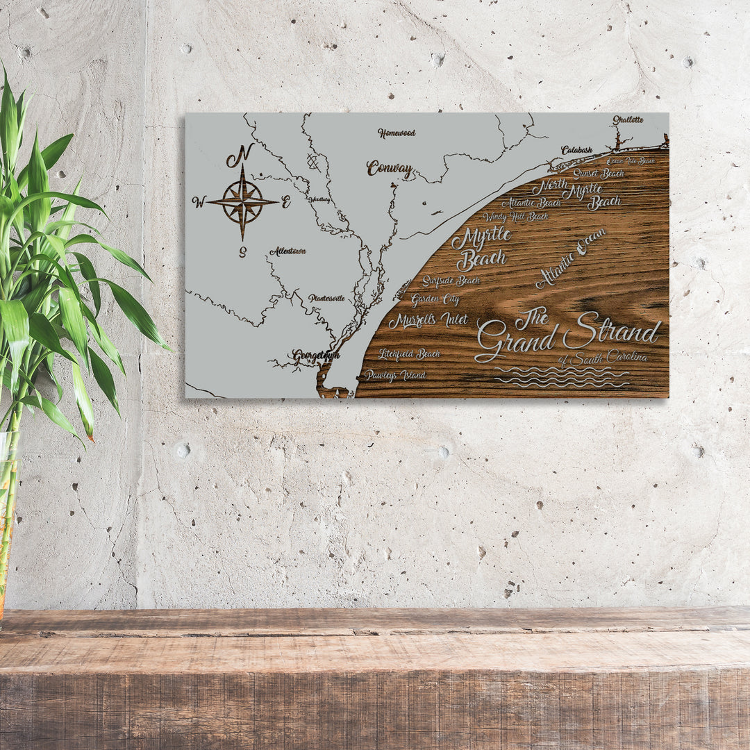 Grand Strand, South Carolina Whimsical Map - Fire & Pine