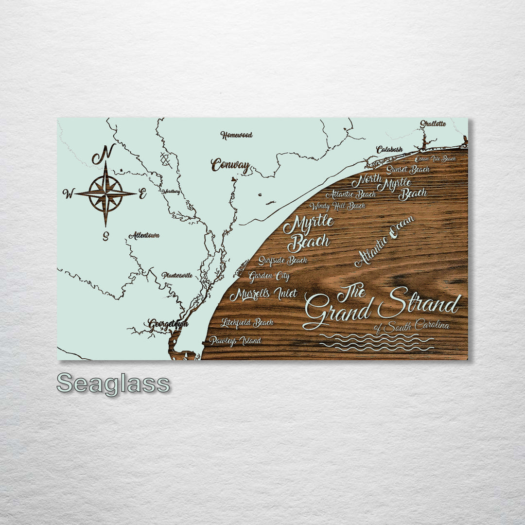 Grand Strand, South Carolina Whimsical Map - Fire & Pine