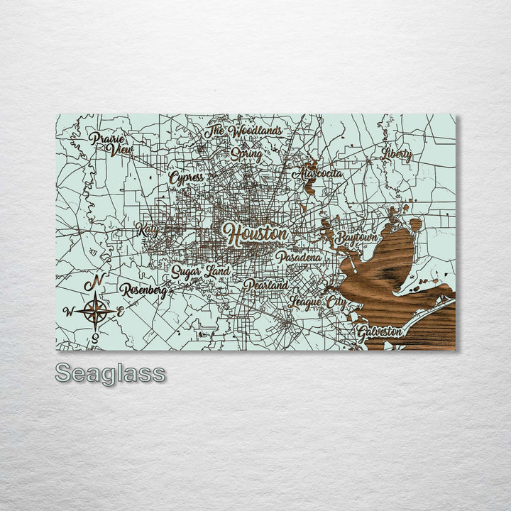 Houston, Texas Whimsical Map - Fire & Pine