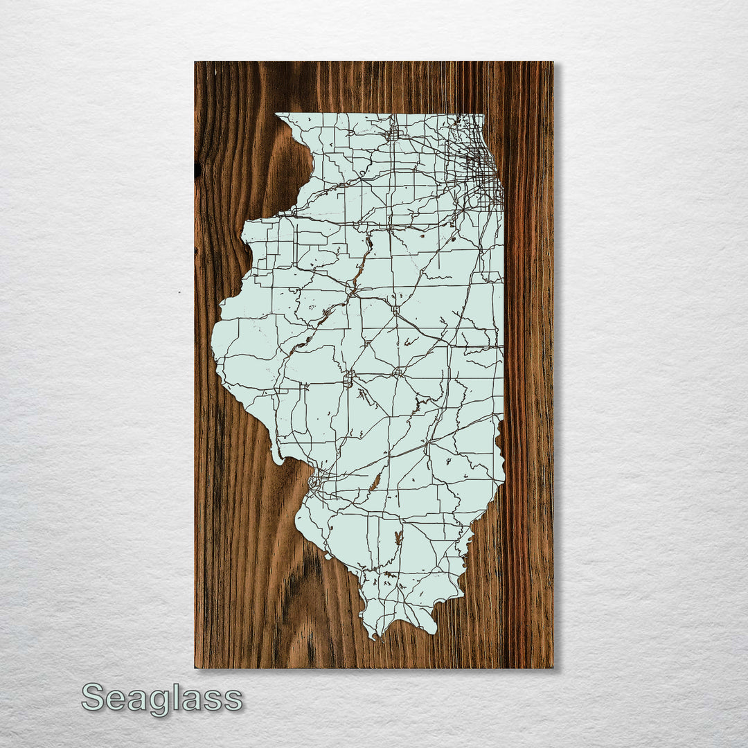 Illinois Isolated Map - Fire & Pine