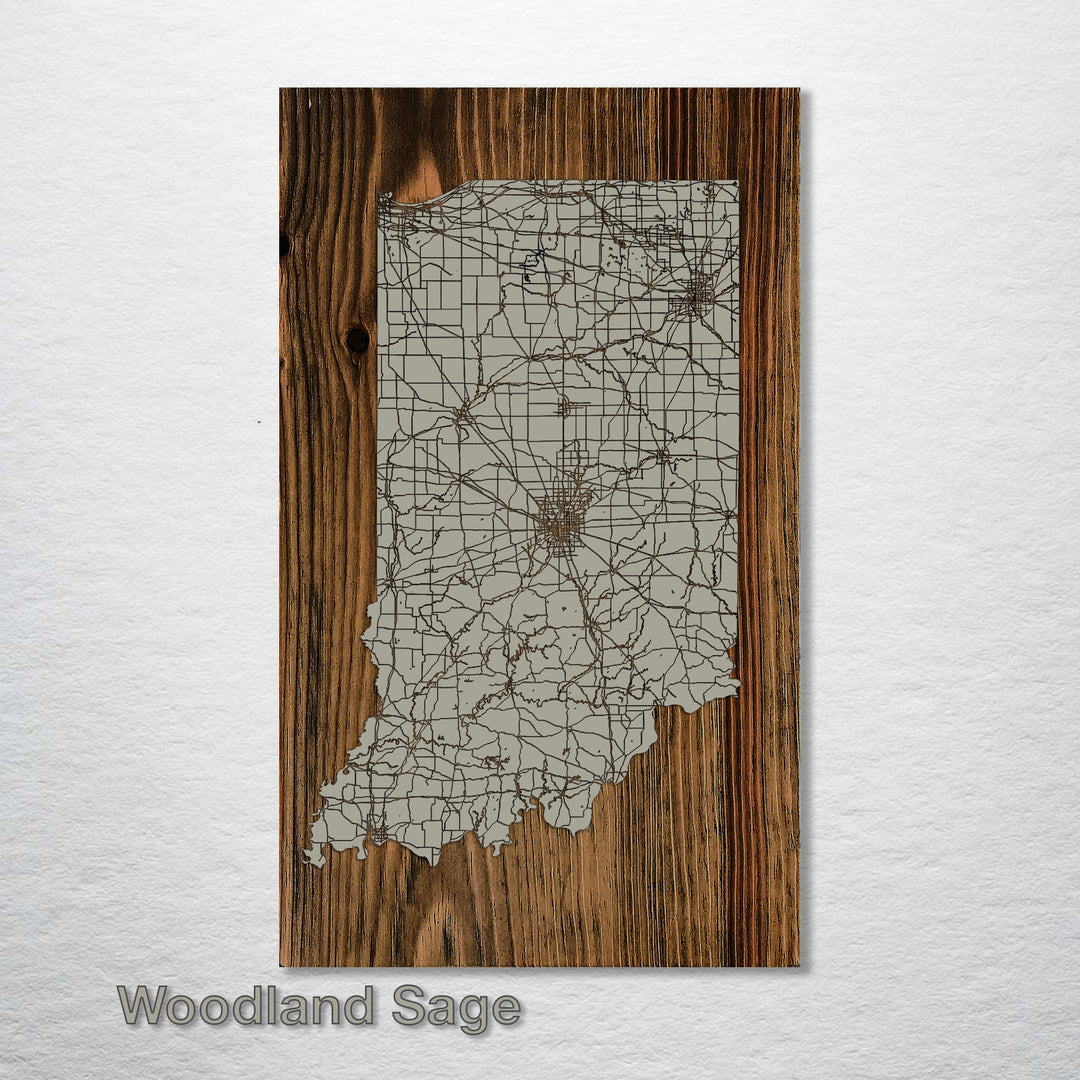 Indiana Isolated Map - Fire & Pine