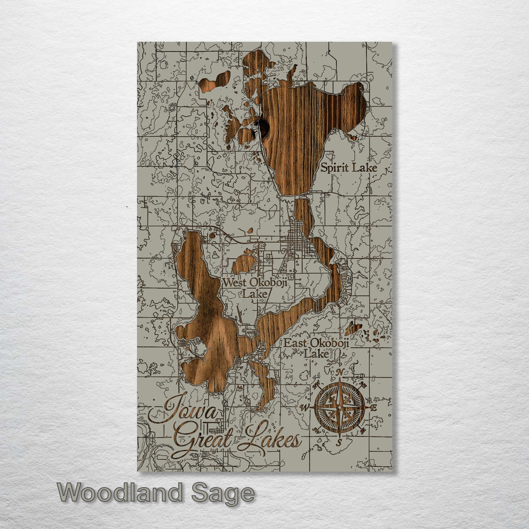 Iowa Great Lakes Map - Fire & Pine