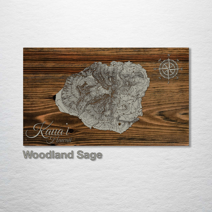 Kaua’i, Hawaii Topographical Map - Fire & Pine