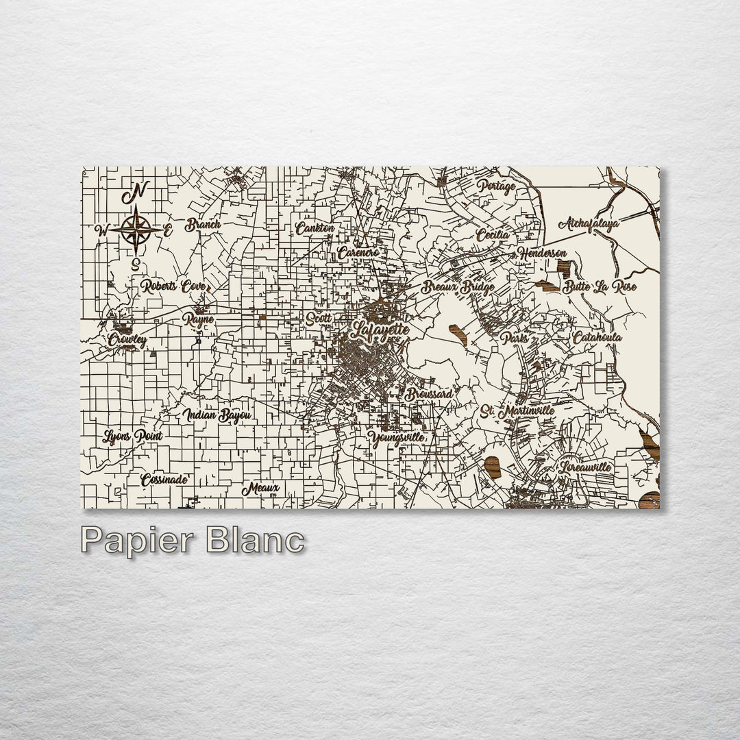 Lafayette, Louisiana Whimsical Map - Fire & Pine