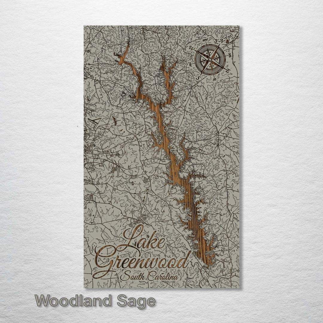 Lake Greenwood, South Carolina Map - Fire & Pine