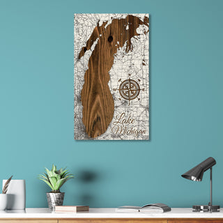 Lake Michigan, Michigan Map - Fire & Pine