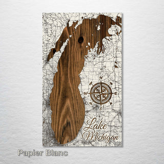 Lake Michigan, Michigan Map - Fire & Pine