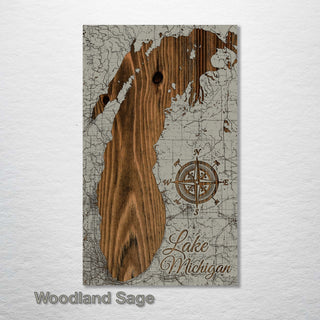 Lake Michigan, Michigan Map - Fire & Pine
