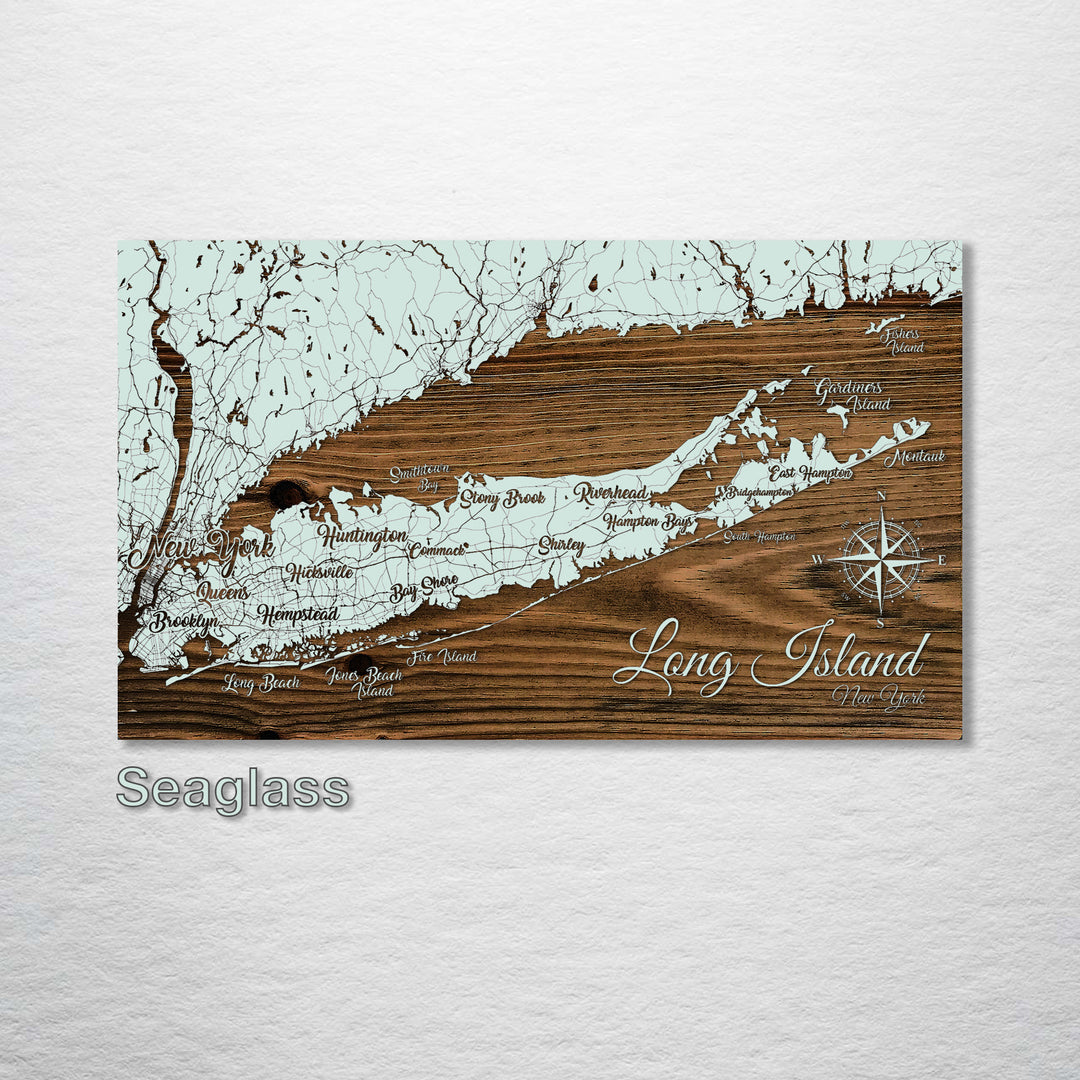 Long Island, New York Whimsical Map - Fire & Pine