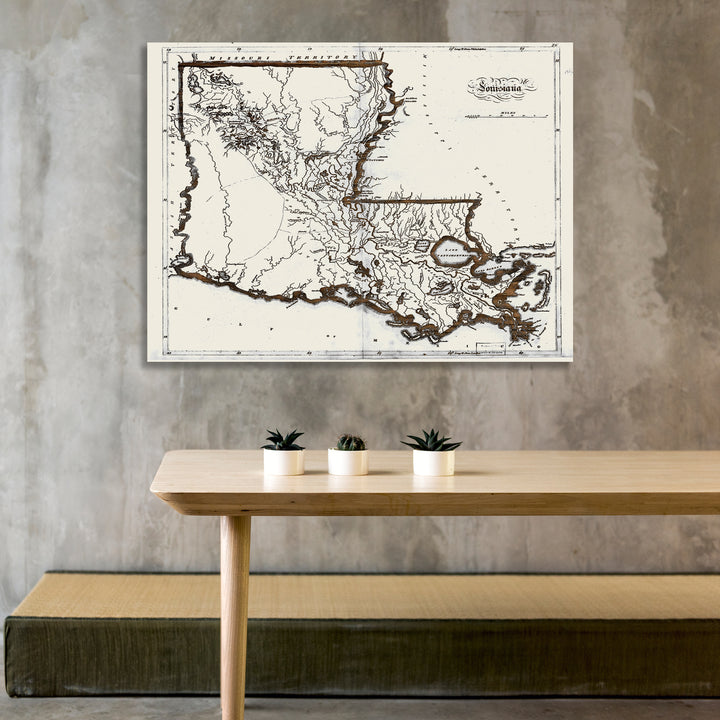 Historic Louisiana Map - Fire & Pine