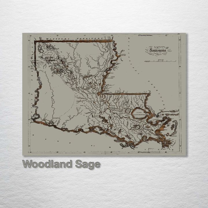 Historic Louisiana Map - Fire & Pine