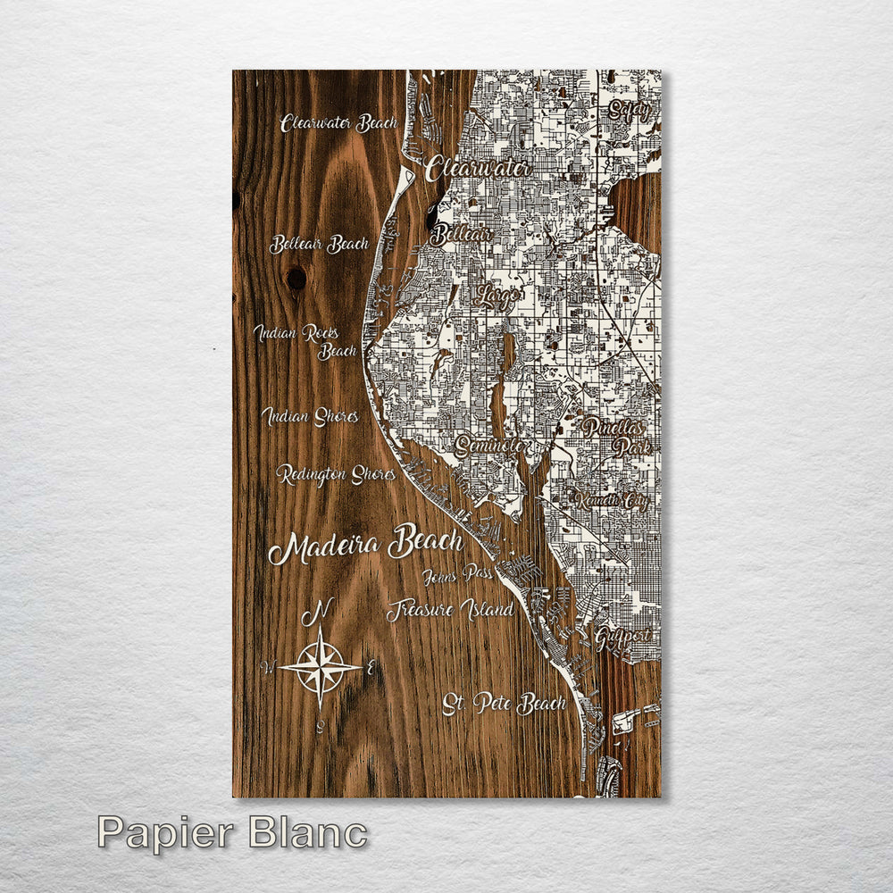 Madeira Beach, Florida Whimsical Map - Fire & Pine