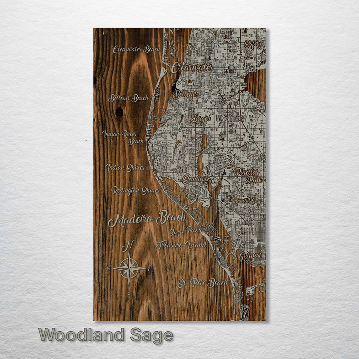 Madeira Beach, Florida Whimsical Map - Fire & Pine