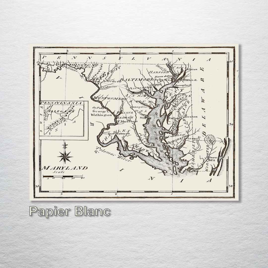 Historic Maryland Map - Fire & Pine