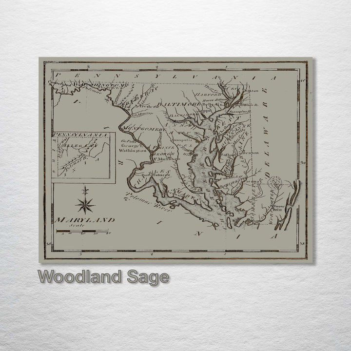 Historic Maryland Map - Fire & Pine