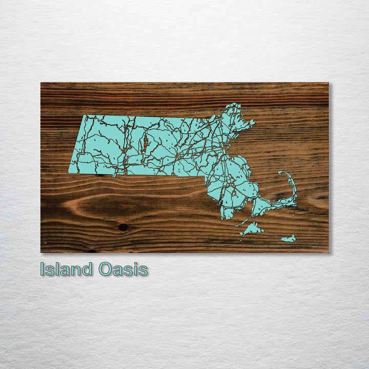 Massachusetts Isolated Map - Fire & Pine