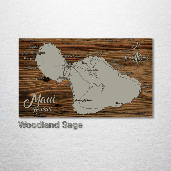 Maui, Hawaii Whimsical Map - Fire & Pine