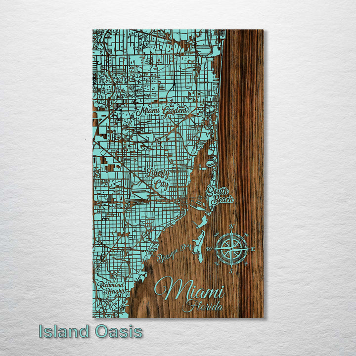 Miami, Florida Whimsical Map - Fire & Pine