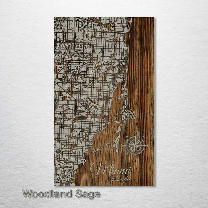 Miami, Florida Whimsical Map - Fire & Pine