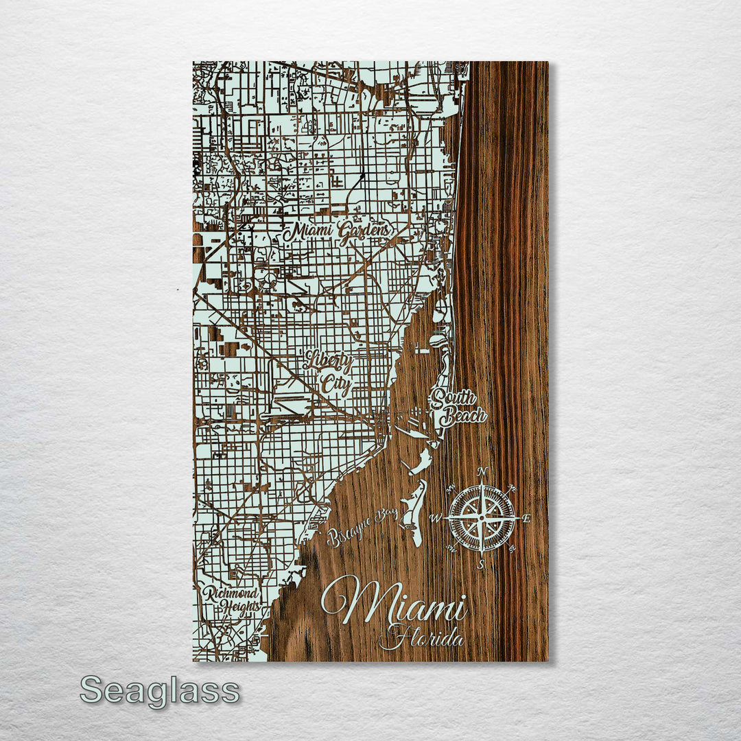 Miami, Florida Whimsical Map - Fire & Pine