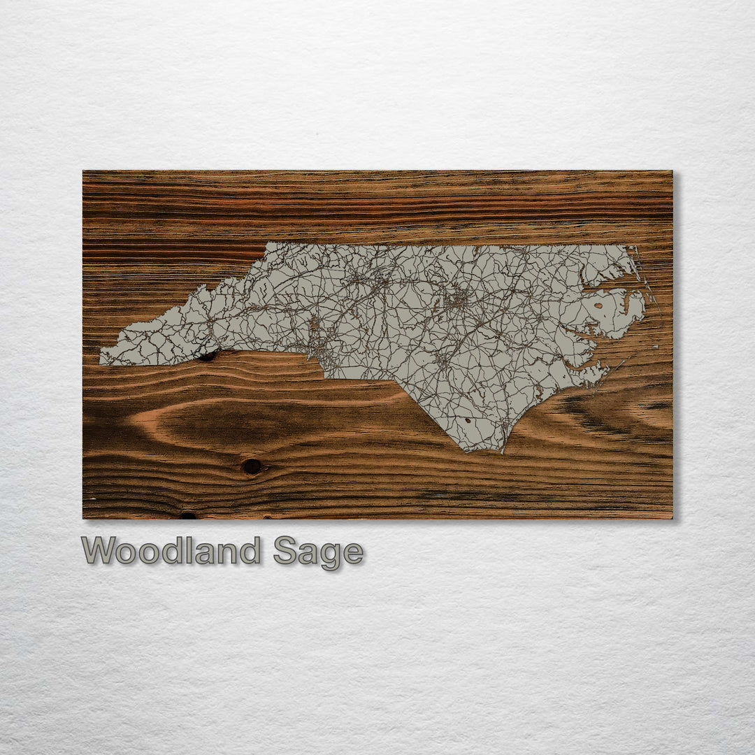 North Carolina Isolated Map - Fire & Pine