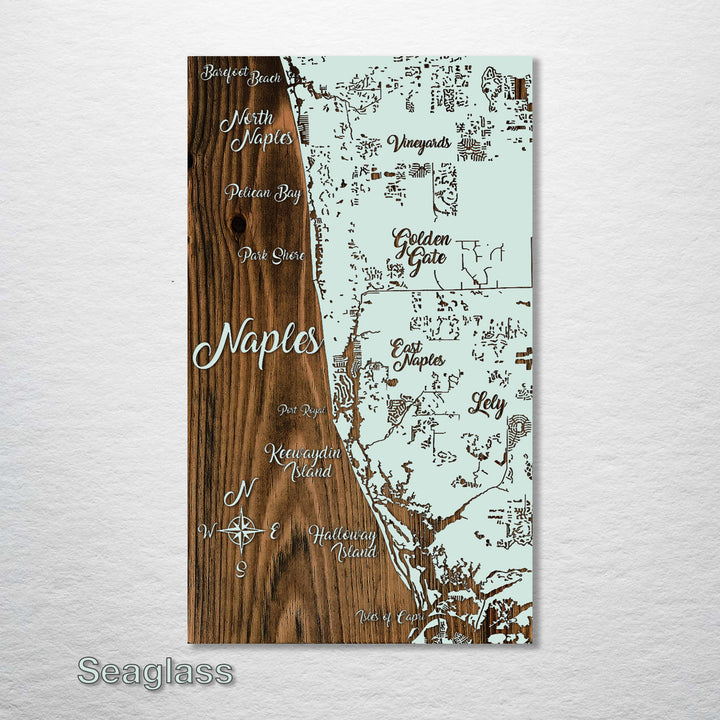 Naples, Florida Whimsical Map - Fire & Pine