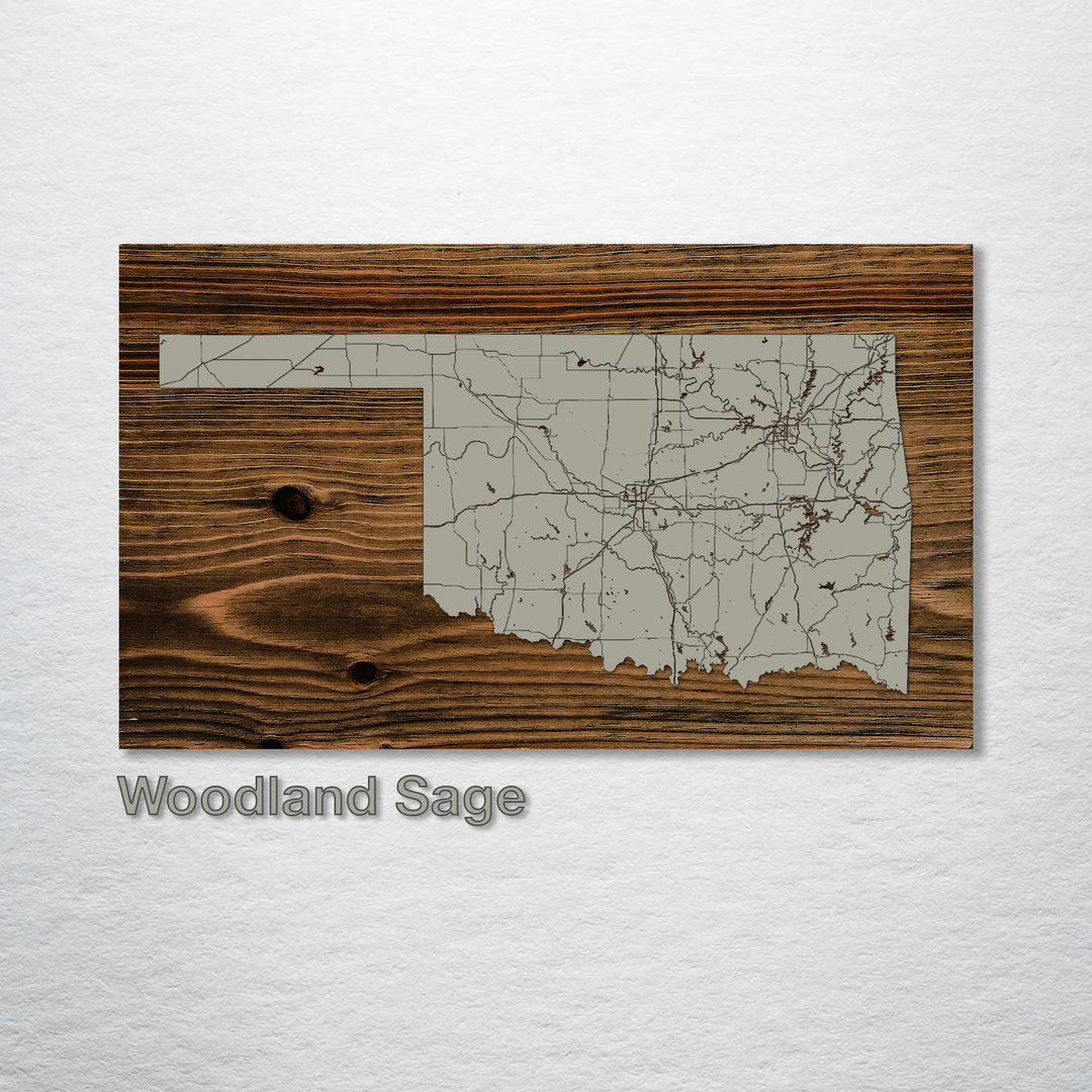 Oklahoma Isolated Map - Fire & Pine