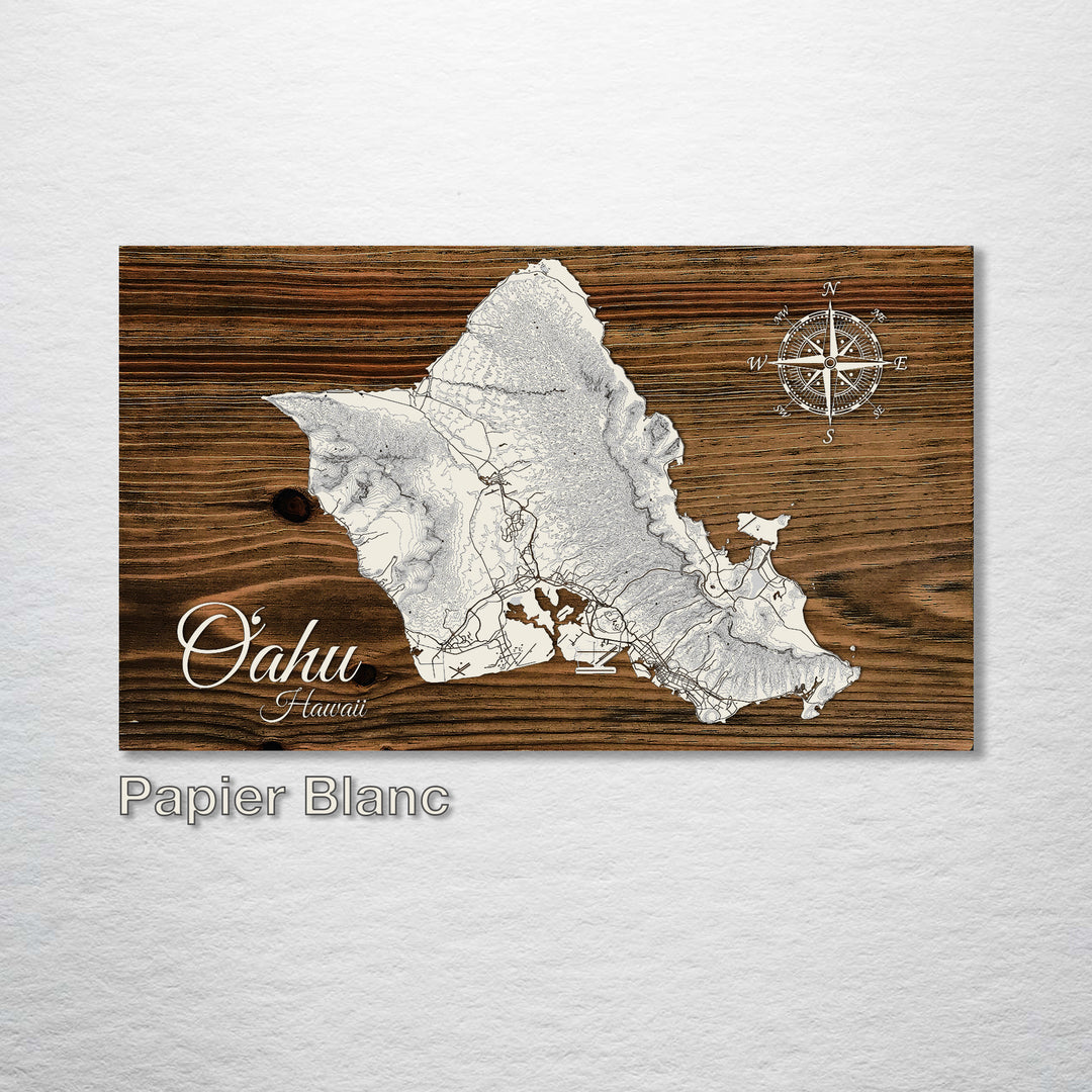 Oahu, Hawaii Topographical Map - Fire & Pine