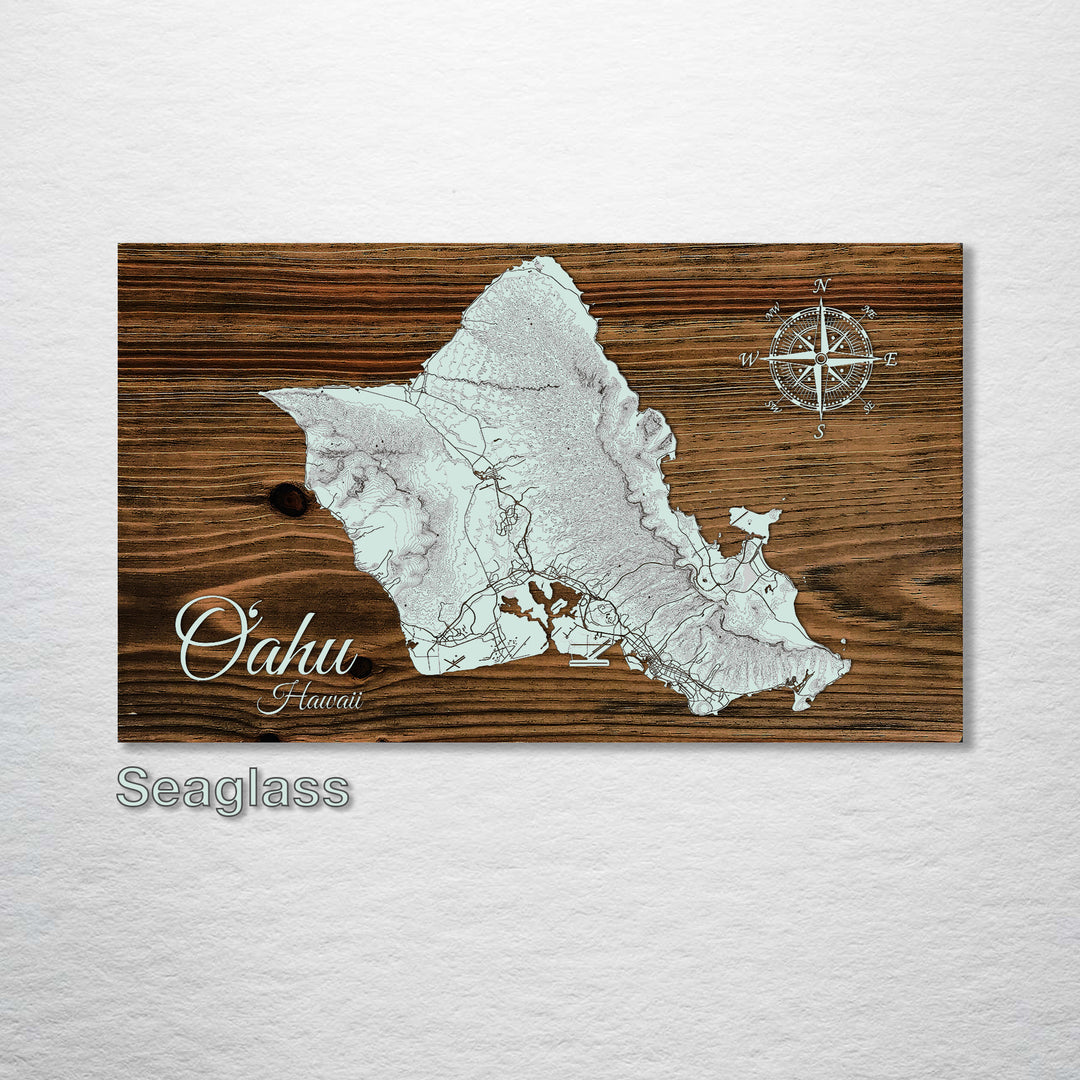 Oahu, Hawaii Topographical Map - Fire & Pine