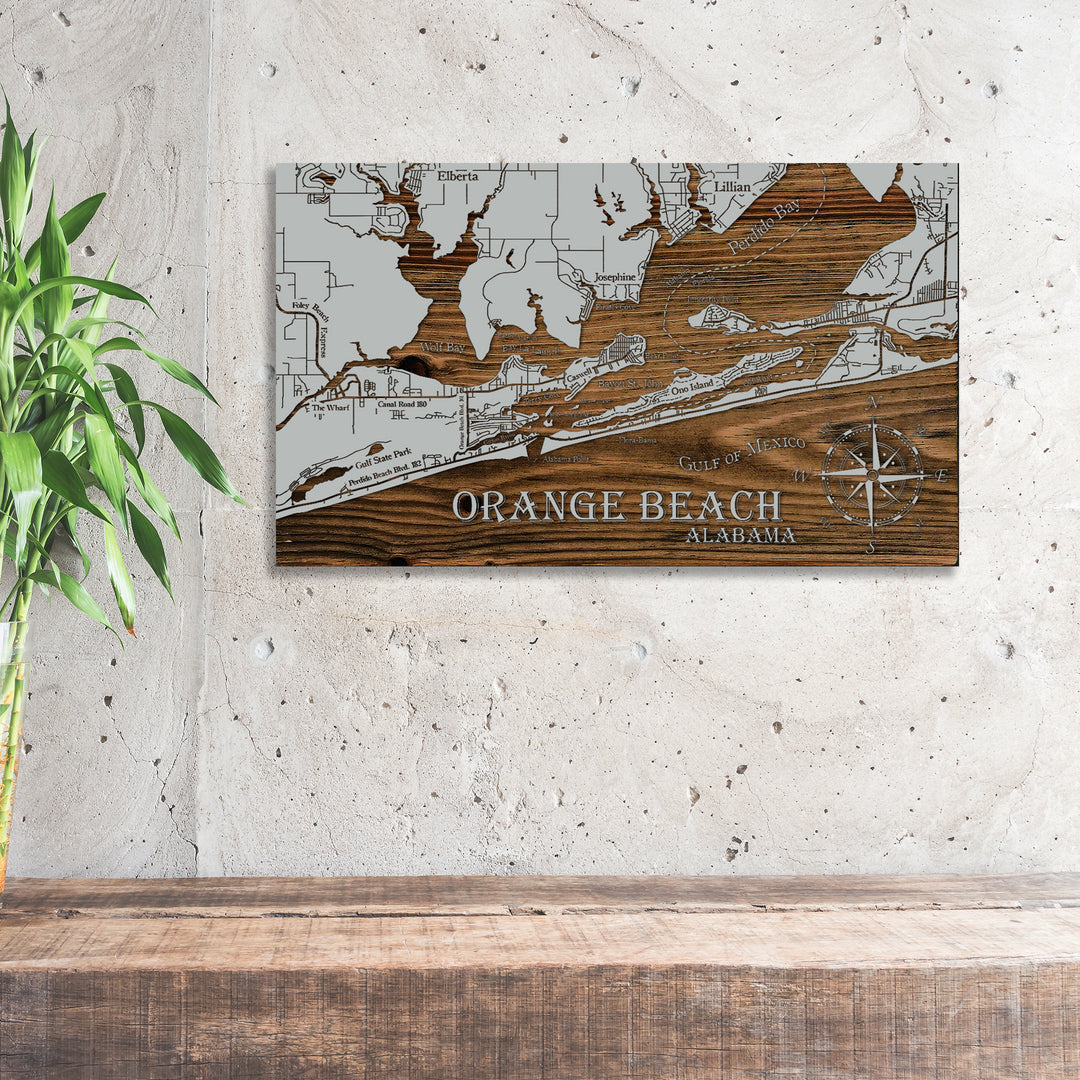 Orange Beach, Alabama Whimsical Map - Fire & Pine