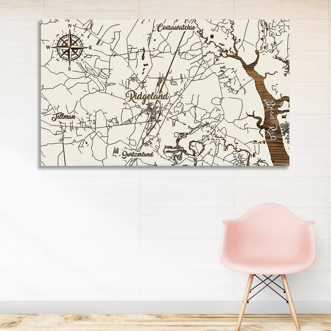 Ridgeland, South Carolina Whimsical Map - Fire & Pine