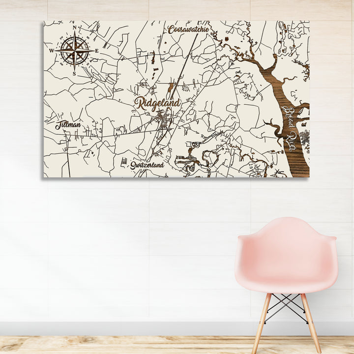 Ridgeland, South Carolina Whimsical Map - Fire & Pine