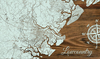 Exclusive - Low Country, SC Engraved Wood Wall Map