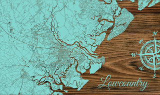 Exclusive - Low Country, SC Engraved Wood Wall Map