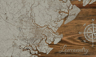 Exclusive - Low Country, SC Engraved Wood Wall Map