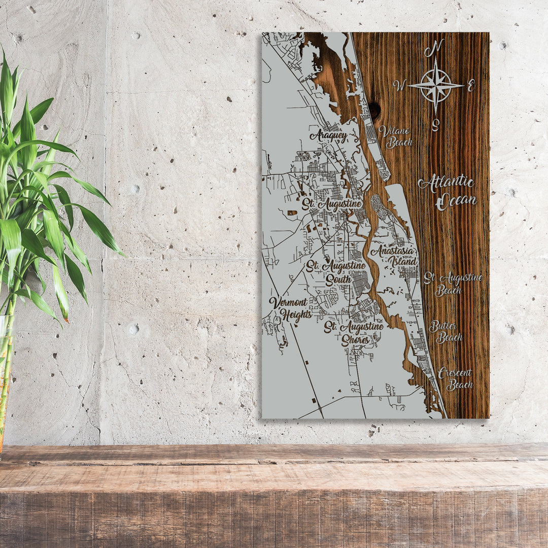 Saint Augustine, Florida Whimsical Map - Fire & Pine