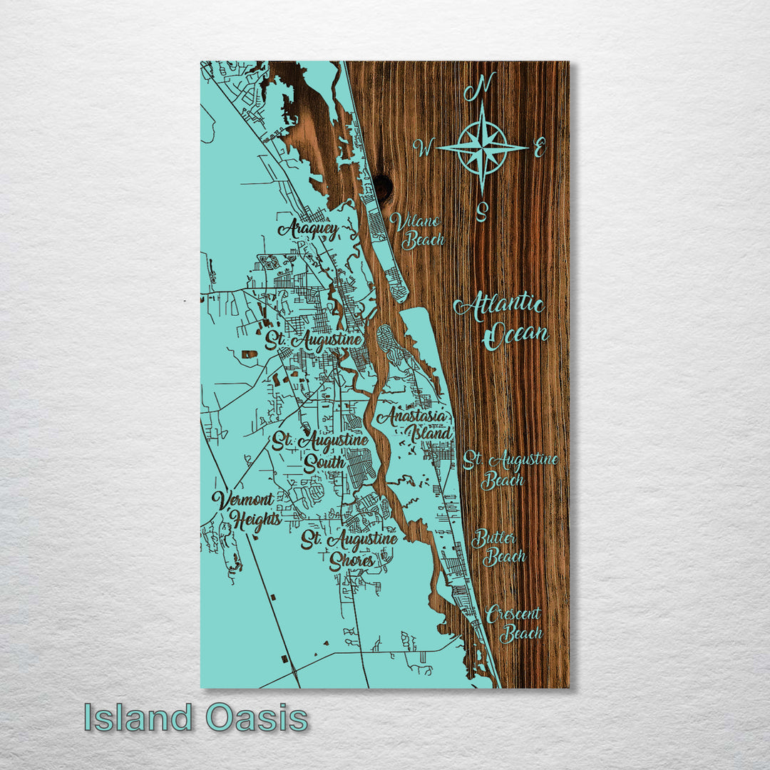 Saint Augustine, Florida Whimsical Map - Fire & Pine