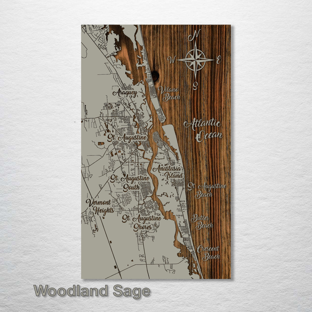 Saint Augustine, Florida Whimsical Map - Fire & Pine