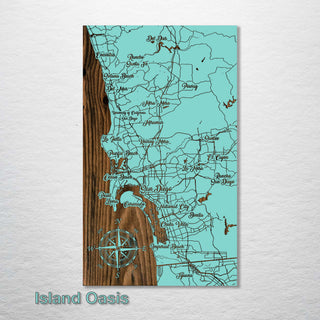 San Diego, California Whimsical Map - Fire & Pine