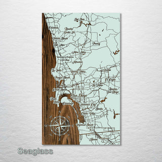 San Diego, California Whimsical Map - Fire & Pine