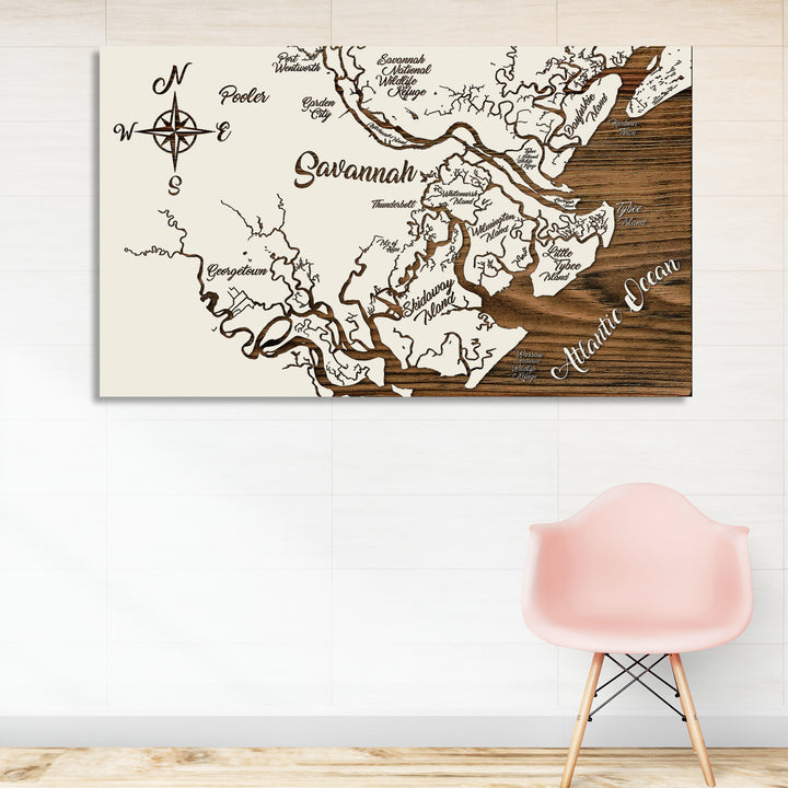 Savannah, Georgia Whimsical Map - Fire & Pine