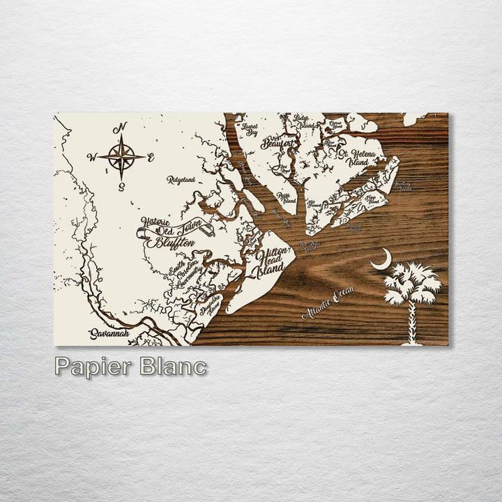 Beaufort, South Carolina to Savannah, Georgia Whimsical Map - Fire & Pine