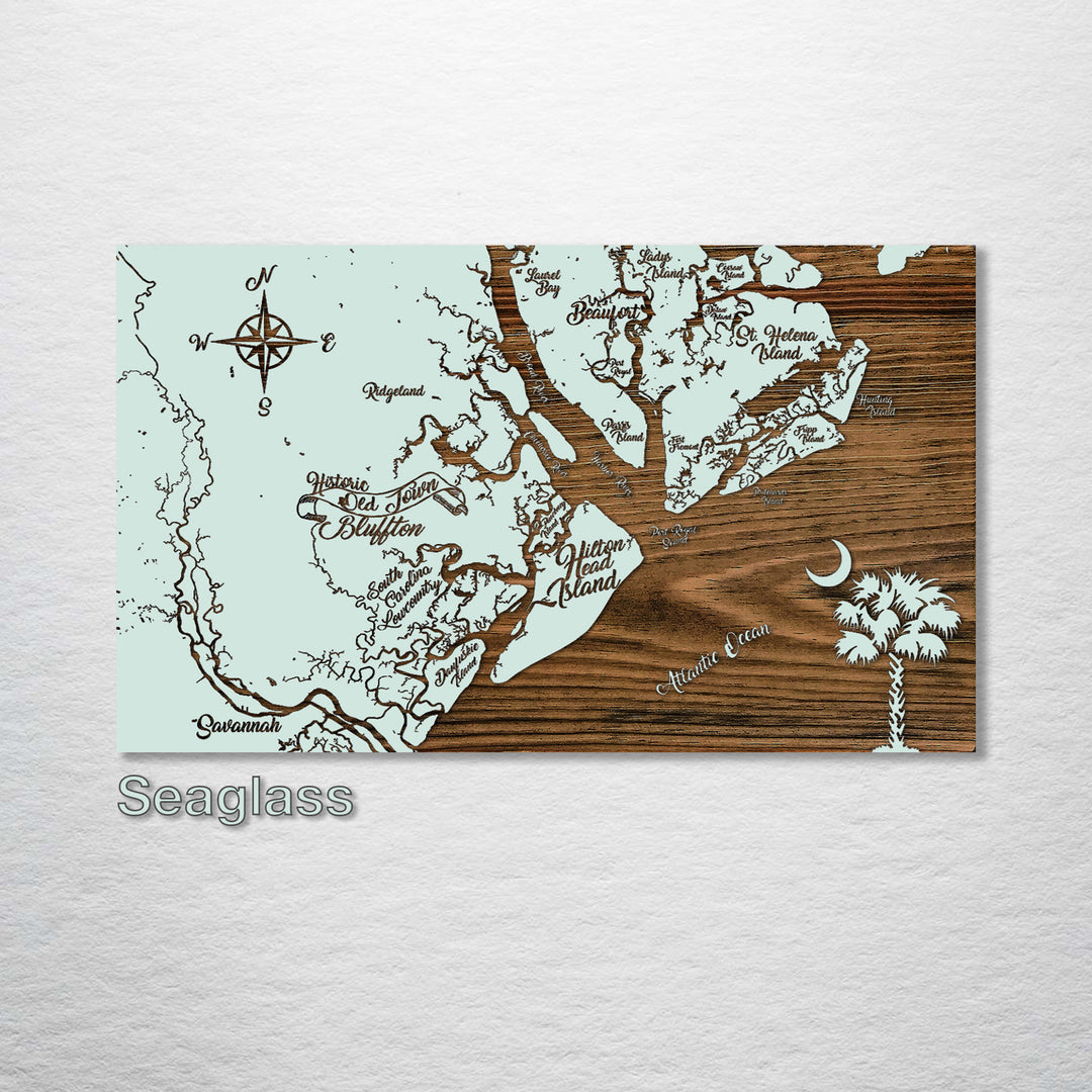 Beaufort, South Carolina to Savannah, Georgia Whimsical Map - Fire & Pine