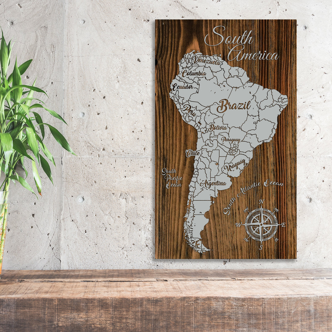 South America Whimsical Map - Fire & Pine