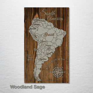 South America Whimsical Map - Fire & Pine