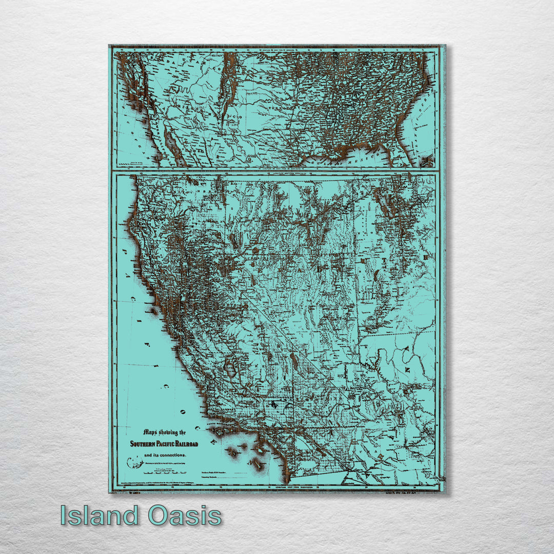 Historic Map of the Southern Pacific Railroad - Fire & Pine