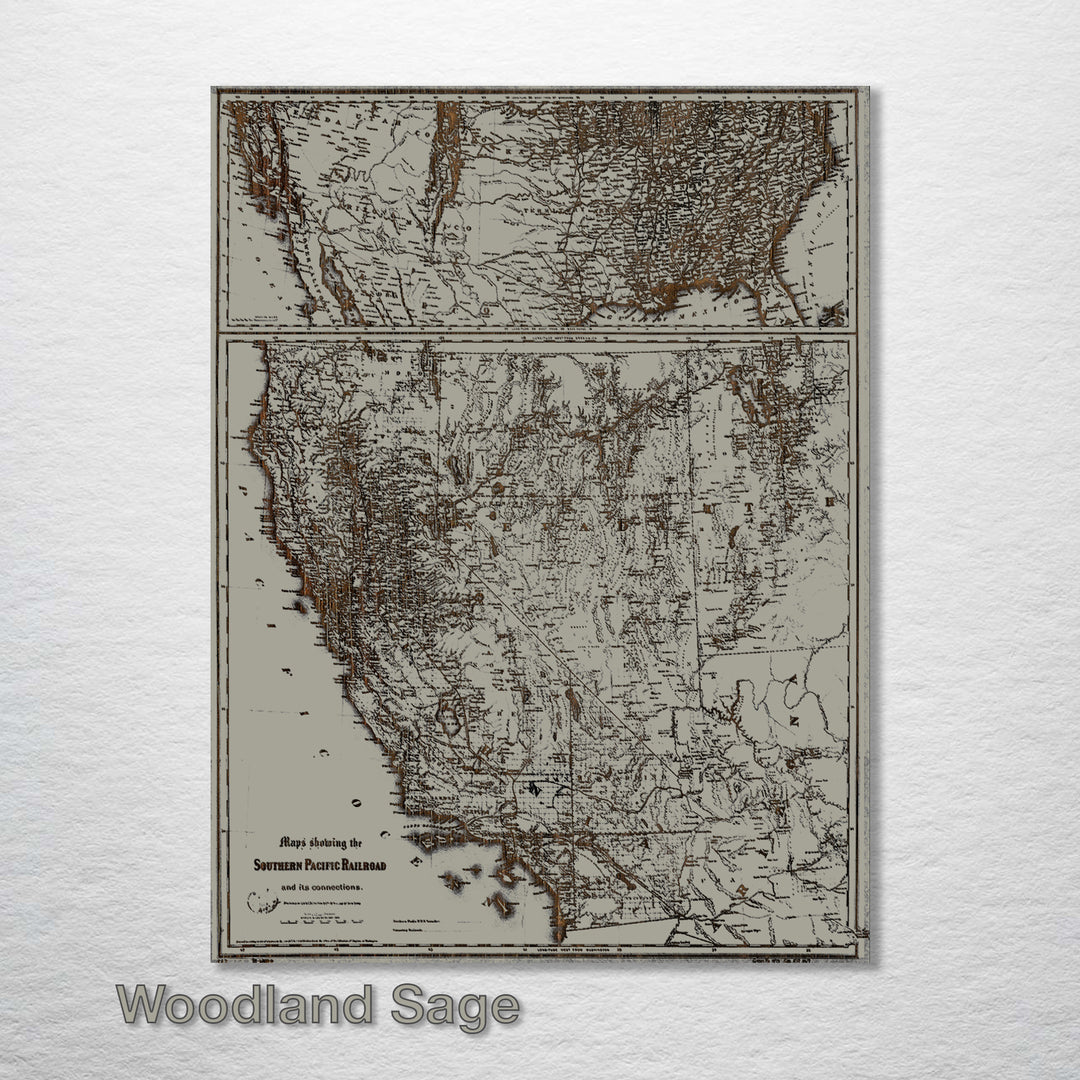 Historic Map of the Southern Pacific Railroad - Fire & Pine